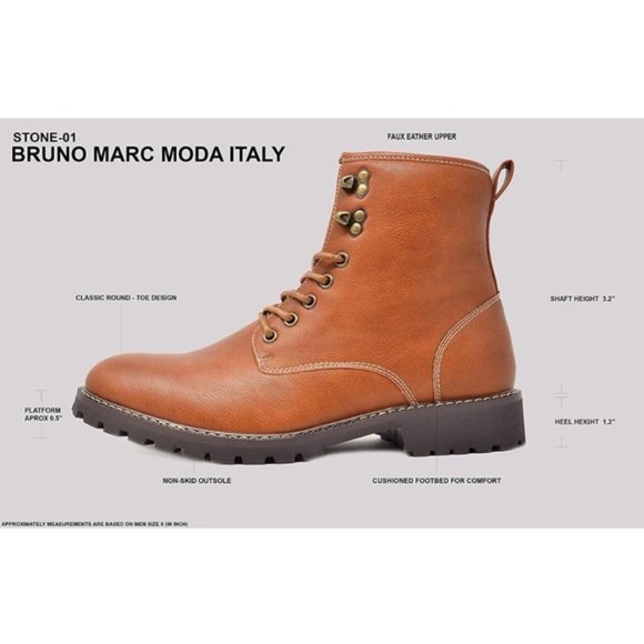 New Bruno Marc Men’s Size 11 Brown Combat Lace-Up Ankle Boots Motorcycle main image 5